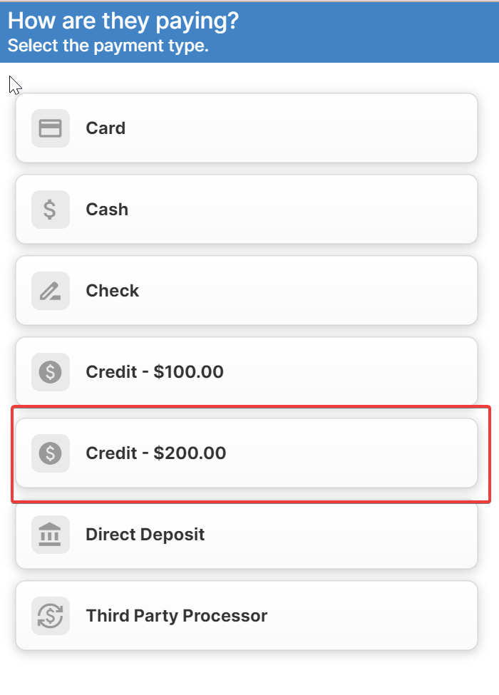 This image is step 4 to how to apply a credit in Docket.