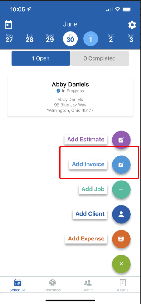 Option 1 to creating invoices in the mobile app. 